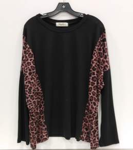Women's Leopard Print Long Sleeve Blouse Sz 1X