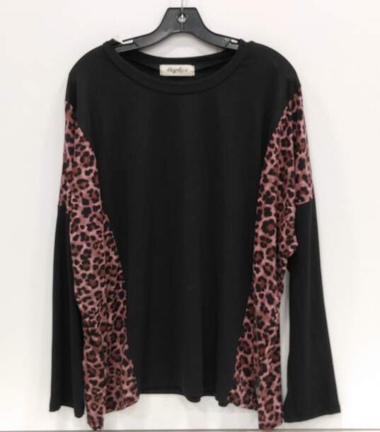 Women's Leopard Print Long Sleeve Blouse Sz 1X image number 1