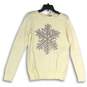 Ann Taylor Womens Off White Gray Crew Neck Long Sleeve Pullover Sweater Size M image number 1