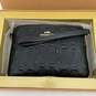 NIB Coach Womens Black Signature Print Coin Purse Wristlet Wallet With Two Charm image number 1