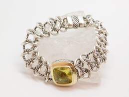 David Yurman 925 Sterling Silver & 18K Yellow Gold Prasiolite Fancy Chain Link Bracelet 53.8g