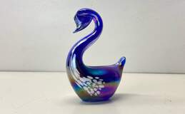 2 Blown Cobalt Blue Swans Glass Sculptures Ceramic Art Figurines alternative image