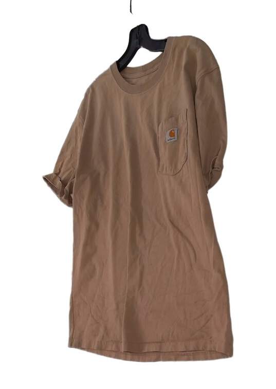 Mens Brown Short Sleeve Pocket Crew Neck Pullover T Shirt Size Large image number 2