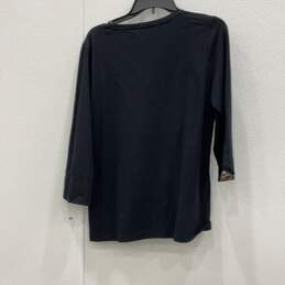 Burberry Womens Navy Blue Long Sleeve Round Neck Pullover T-Shirt Size XL w/COA alternative image