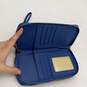 Michael Kors Womens Blue Gold Inner Various Card Slot Zip Around Wallet image number 3