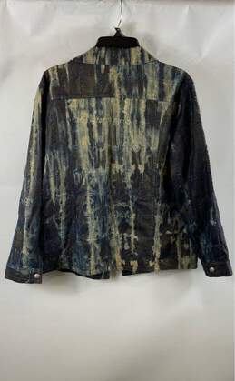 NWT Chico's Womens Blue Long Sleeve Collared Frayed Abstract Denim Jacket Size 2 alternative image