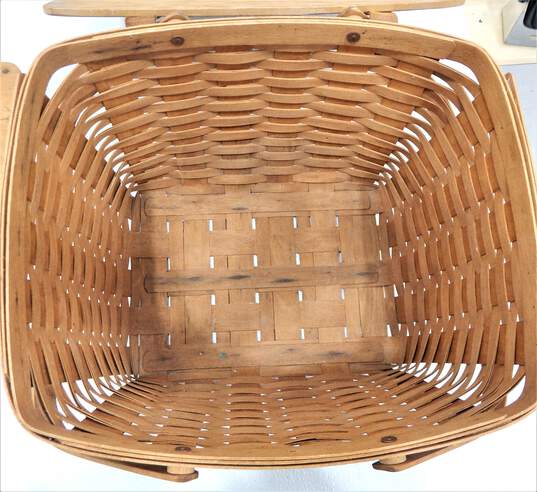 Vintage Longaberger Double Handle Picnic Basket W/ Riser Stand image number 6