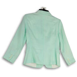 Womens Green Notch Lapel Long Sleeve Flap Pocket Two Button Blazer Size 0 alternative image