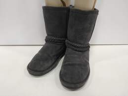 Bearpaw Women's Gray Adele Suede Leather & Sheepskin Boots Size 8