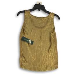 NWT Lauren Ralph Lauren Womens Gold Round Neck Pullover Tank Top Size Small alternative image