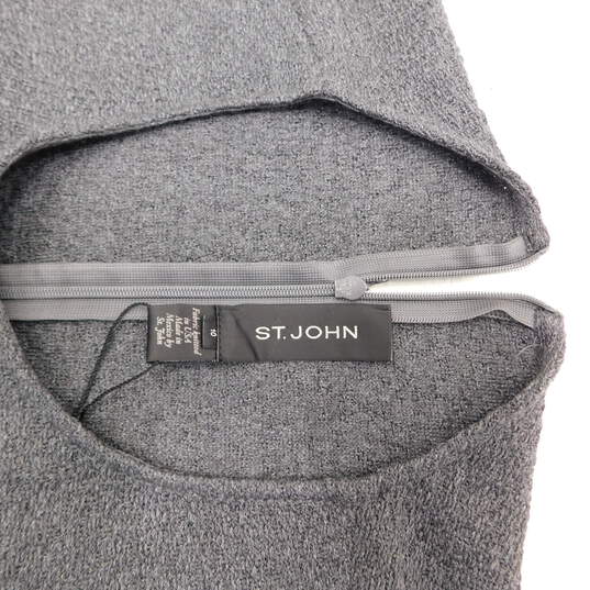 ST. JOHN Flint Grey Milano Knit Sleeveless Draped Sheath Dress Size 10 with COA NWT image number 11