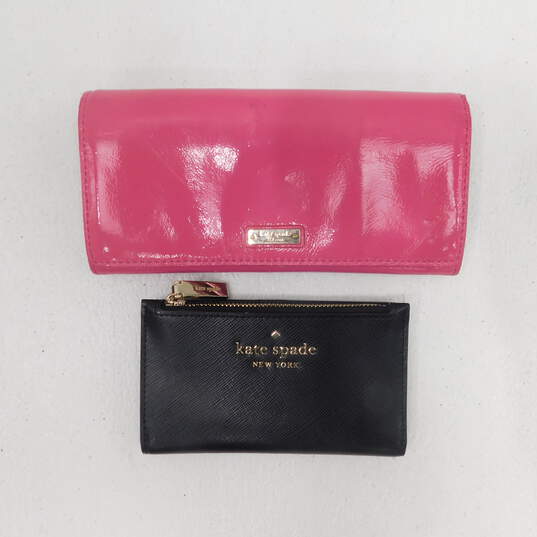 Buy the Kate Spade New York Black + Pink Leather Bifold Wallets |  GoodwillFinds