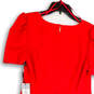 Womens Red Ruffle Square Neck Ruffle Hem Back Zip Sheath Dress Size 4 image number 4