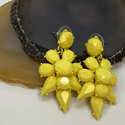 Designer J. Crew Gold-Tone Yellow Crystal Stone Fashionable Dangle Earrings alternative image