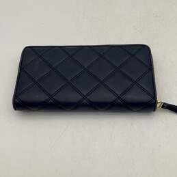 Tory Burch Womens Navy Blue Leather Quilted Inner Pocket Zip-Around Wallet alternative image