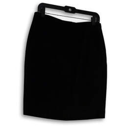 Womens Black Elastic Waist Flat Front Pull-On Straight & Pencil Skirt Sz 6P