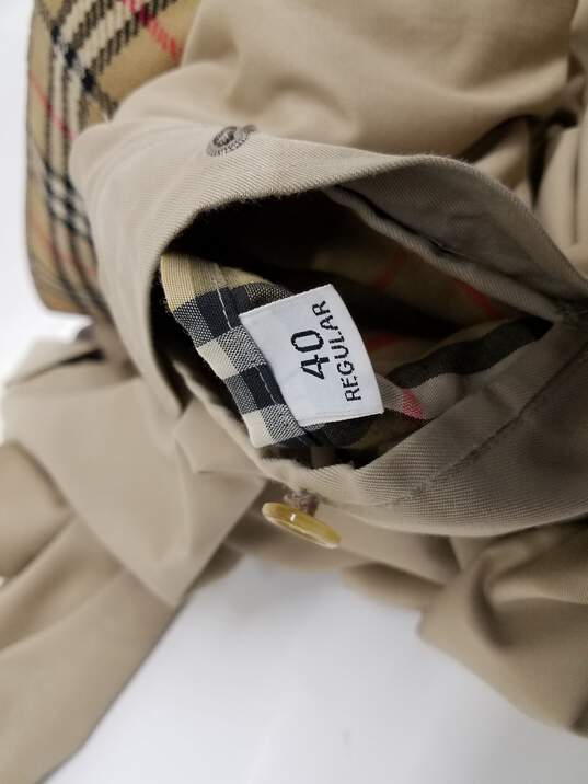 Vintage Burberrys' Khaki Cotton Trench Coat with Removable Liner Men's Size 40R image number 3