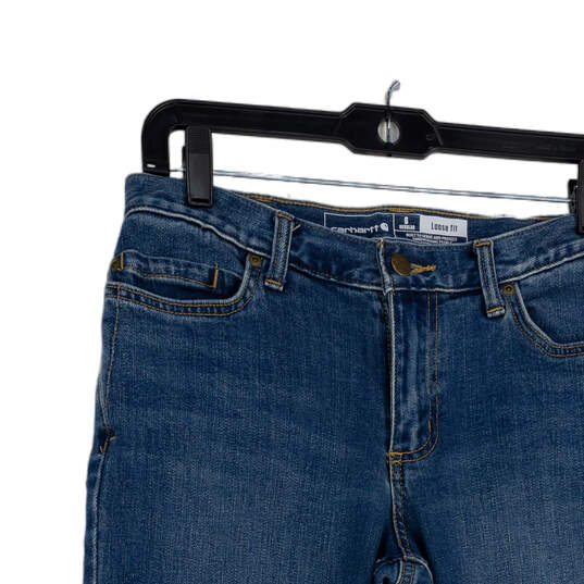 Womens Blue Denim Medium Wash 5-Pocket Design Straight Leg Jeans Size 6R image number 3
