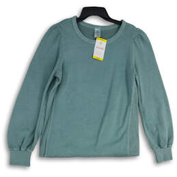 NWT Womens Green Round Neck Long Sleeve Pullover Sweatshirt Size M