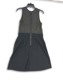 LOFT Womens Gray Black Round Neck Sleeveless Back Zip A-Line Dress Size 8P alternative image