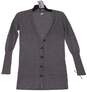 Women Gray Button Front Casual Long Sleeve Cardigan Sweater Size XS image number 3