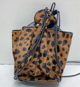Jesslyn Blake Leather Cow Hair Leopard Print Pouch Shoulder Bag alternative image