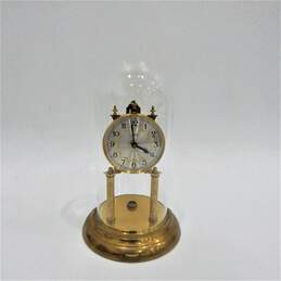 Vintage Schatz Glass Dome Brass Anniversary Clock Germany alternative image