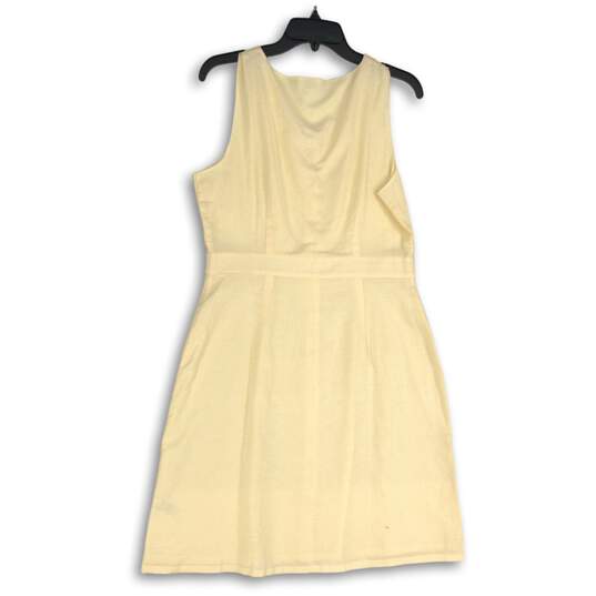 NWT J. Crew Womens Pale Yellow V-Neck Sleeveless Button Front A-Line Dress Sz 8 image number 2