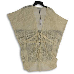 NWT Womens Tan Lace Sleeveless Waist Tie Cover-Up Dress One Size