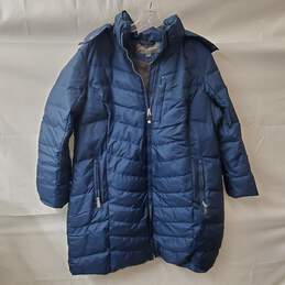 Eddie Bauer Blue Hooded Puffer Rain Coat Full Zip Size 2X