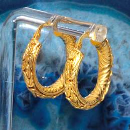 14K Yellow Gold Byzantine Hoop Earrings - 4.25g alternative image