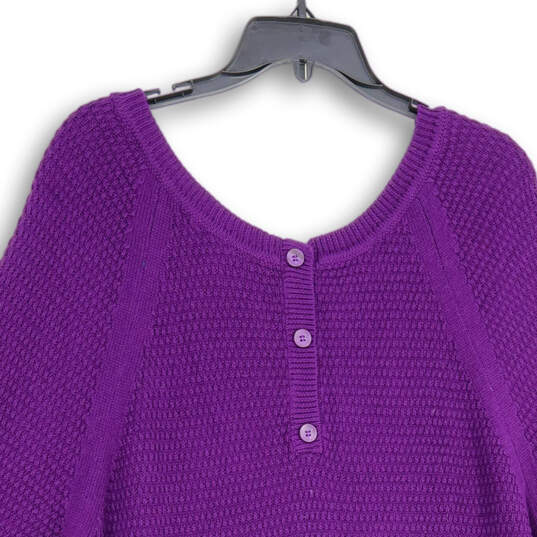 NWT Womens Purple Knitted Henley Neck Side Slit Tunic Sweater Sz 18/20 image number 3