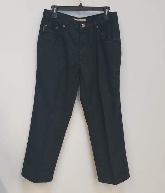 Womens Black Dark Wash Mid Rise Coin Pockets Denim Straight Jeans Size 33 image number 2