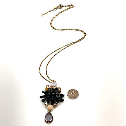 Designer J. Crew Gold-Tone Chain Crystal Cut Rhinestone Pendant Necklace image number 3