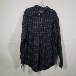 Mens Check Classic Fit Collared Long Sleeve Button-Up Shirt Size 2XLT