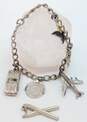 Vintage Silver Tone Travel Charm Bracelet w/ 6 Charms 27.1g image number 1