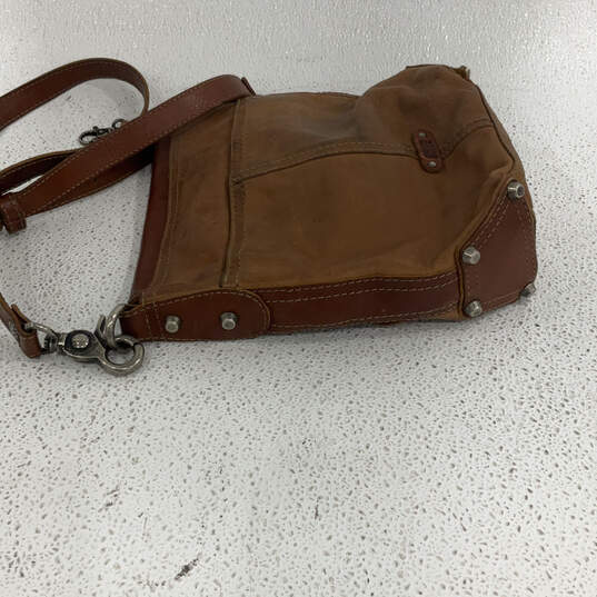 Womens Brown Leather Inner Zip Pocket Adjustable Strap Crossbody Bag Purse image number 5
