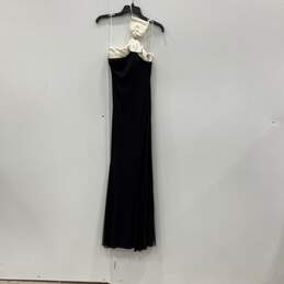 NWT Cache Womens White Black Bow Strapless Back Zip Maxi Dress Size 2
