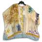 NWT Chico's Womens Multicolor Silk Watercolor Script Ruana Kimono Wrap One Size image number 1