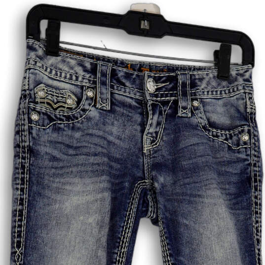 Womens Blue Denim Medium Wash Pockets Stretch Straight Leg Jeans Size 24 image number 3