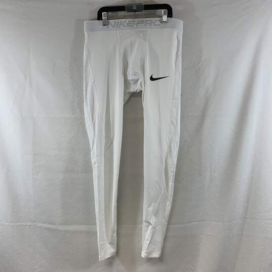 Men's White Nike Compression Pants, Sz. L image number 2