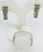 Sterling Silver Kabana Totem Earrings & White Jade Swirl Ring 15.5g image number 1