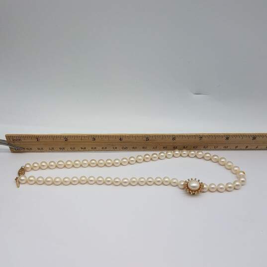 14k Gold Diamond FW Pearl Necklace 31.9g image number 6