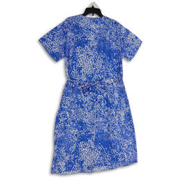 NWT Womens Blue White Short Sleeve V-Neck Shift Dress Size Medium alternative image