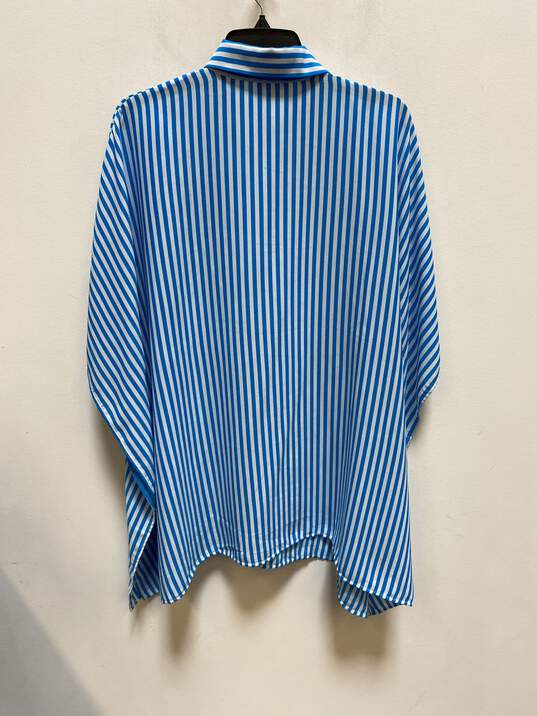 Tommy Bahama Women Blue Striped Collared Poncho S/P image number 2