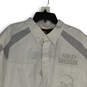 Mens White Pointed Collar Short Sleeve Button-Up Shirt Size 3XL image number 3