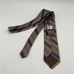 NWT Mens Purple Silk Striped Four-In-Hand Adjustable Designer Neck Tie alternative image
