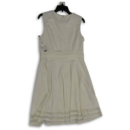NWT Womens White Round Neck Sleeveless Back Zip Fit & Flare Dress Size 12 alternative image