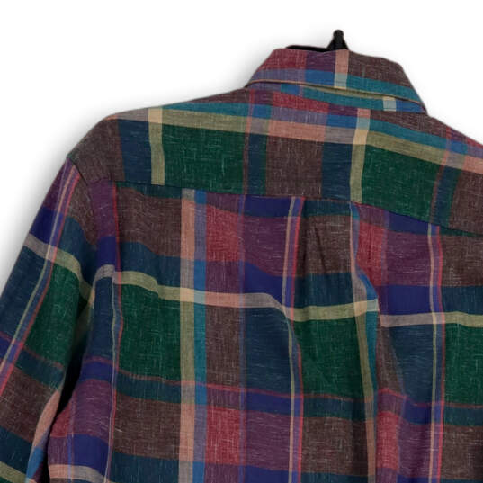 Mens Multicolor Plaid Long Sleeve Collared Flannel Button-Up Shirt Size M image number 4