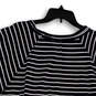 NWT Womens Blue White Striped Round Neck Pullover Blouse Top Size Small image number 4